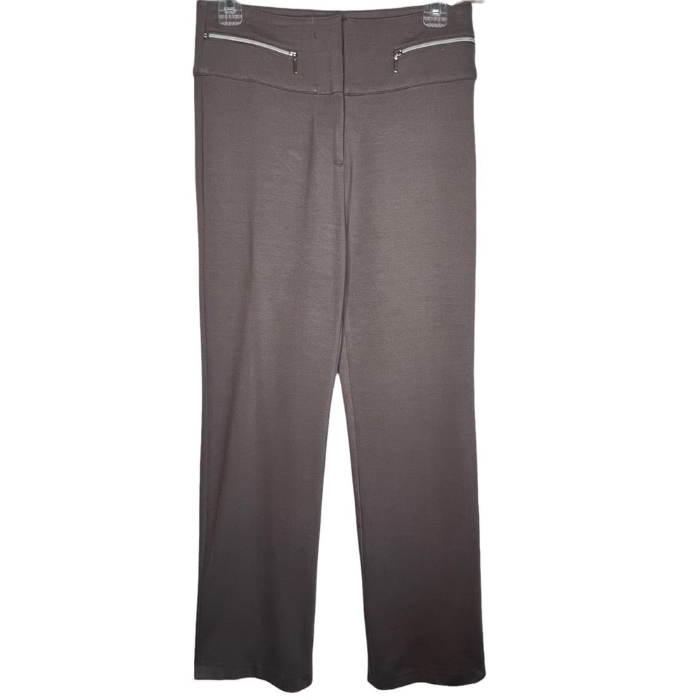 São Paulo Taupe High Rise Stretch Straight Leg Pants Zipper Accents Size 10 Tall